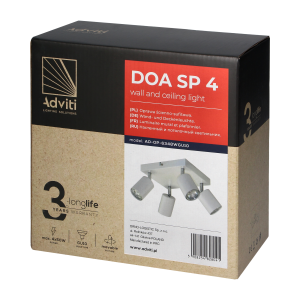DOA SP 4 wall and ceiling light, white GU10, max. 4x50W,... 2