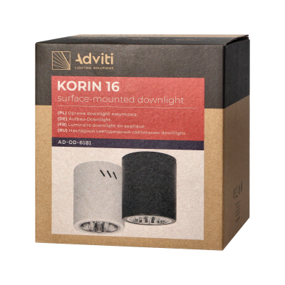 KORIN 16, oprawa typu downlight, 60W, E27, stal, czarna