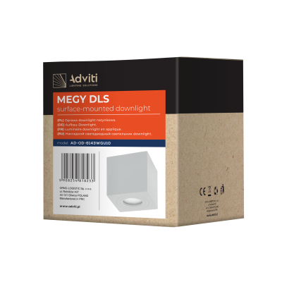 MEGY DLS GU10 downlight max 50W, IP54, kwadrat, biały, aluminium