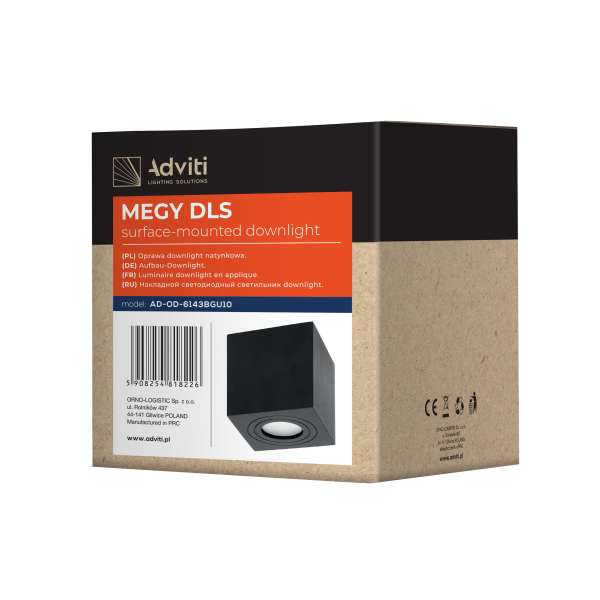 MEGY DLS GU10 downlight max 50W, IP54, square,...