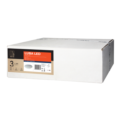 LUBA oprawa LED, 18W, 3000K, 1650lm, biała-stal, klosz matowy-szkło, IP44