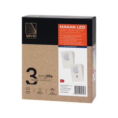  Under-cabinet LED light with a touchless switch power supply: 230V AC/50 Hz, light source: 2x6 LED SMD 2835, with...