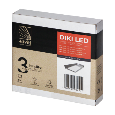 DIKI LED under-cabinet lamp, 2W, 170lm, 4000K, silver colour