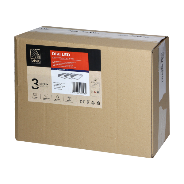 DIKI set of 3 under-cabinet LED lamps, 3x2W,...