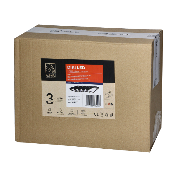 DIKI set of 5 under-cabinet LED lamps, 5x2W,...