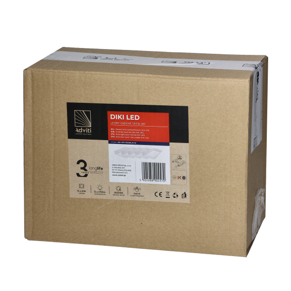 DIKI set of 5 under-cabinet LED lamps, 5x2W,...