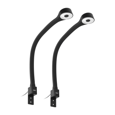 TEO zestaw 2 lampek nocnych LED, 2x1,8/7,5W, 4000K, z USB, czarny