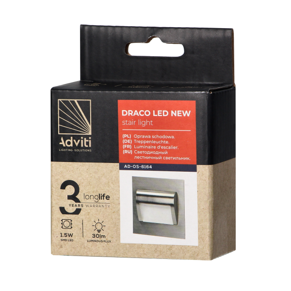 DRACO LED NEW 1,5W, oprawa schodowa podtynkowa,...