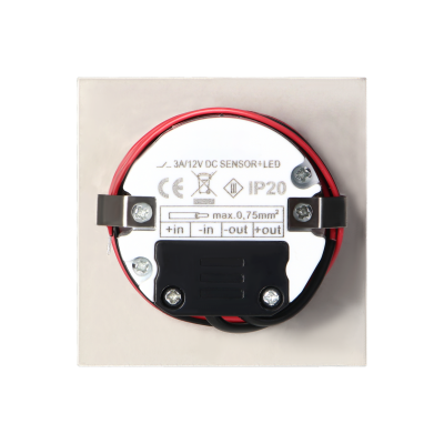 DRACO LED NEW 1.5W, recessed step light, 12VDC, 30lm, 3000K, satin, motion and twilight sensor