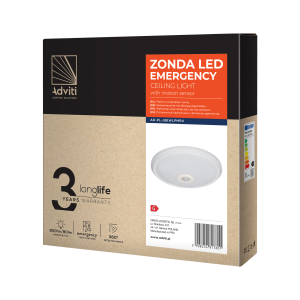 ZONDA LED EMERGENCY 12W/1,2W, plafon z czujnikiem ruchu,... 2