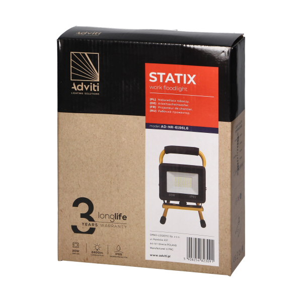 STATIX workshop floodlight on a stand, 30W,...