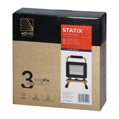 STATIX workshop floodlight on a stand, 50W, 4000lm, IP65, 6000K