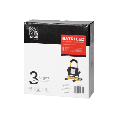 BATRI LED 10W, Naświetlacz roboczy, przenośny z akumulatorem, 800lm, IP65, 6500K, 2200mAh