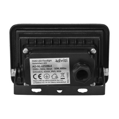 FARO LED floodlight 10W, 800lm, IP65, 4000K, aluminum + glass