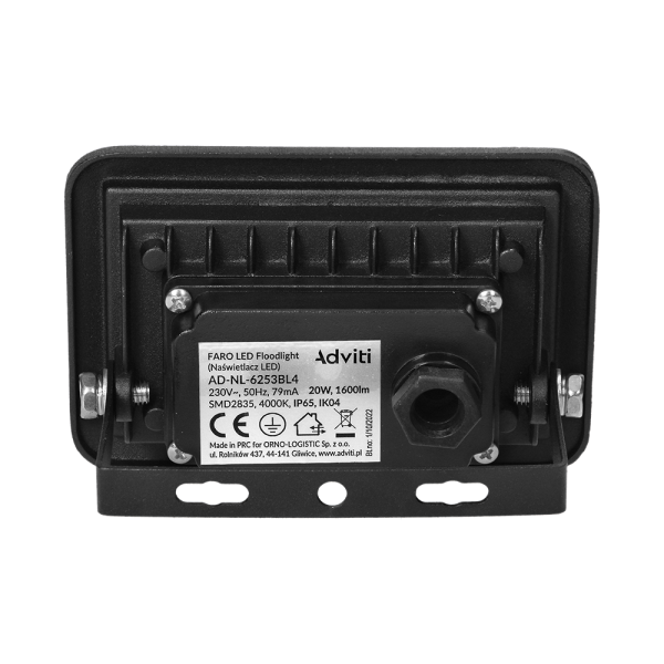 FARO LED floodlight 20W, 1600lm, IP65, 4000K,...