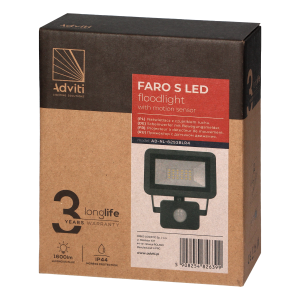 FARO S LED naświetlacz z PIR 20W, 1600lm, IP44, 4000K,... 2
