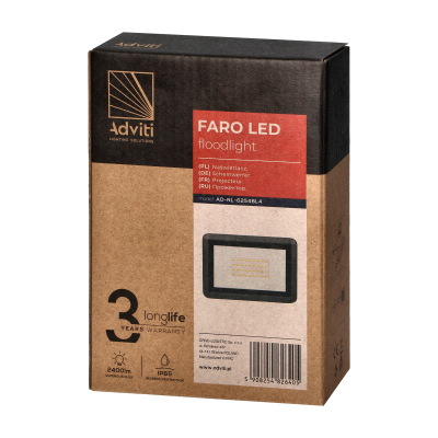 FARO LED naświetlacz 30W, 2400lm, IP65, 4000K, aluminium + szkło