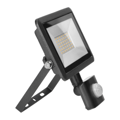 FARO S LED naświetlacz z PIR 30W, 2400lm, IP44, 4000K, aluminium + szkło