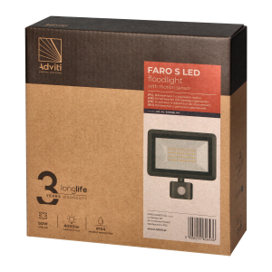 FARO S LED floodlight with PIR 50W, 4000lm, IP44, 4000K,... 2