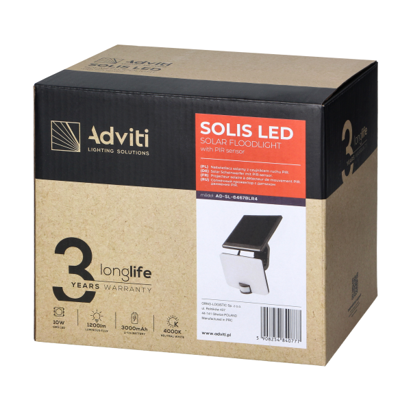 SOLIS LED 10W, solar floodlight with PIR...