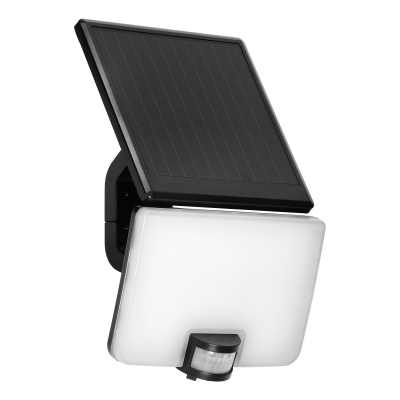 SOLIS LED 10W,  naświetlacz solarny z czujnikiem ruchu PIR, 1200lm, IP54, 4000K, 3000 mAh, czarny