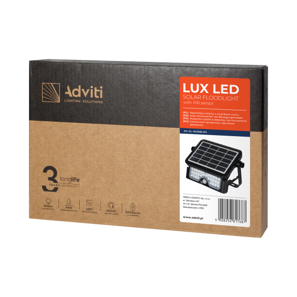 LUX LED 5W, naświetlacz solarny z czujnikiem...