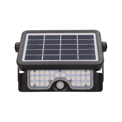 LUX LED 5W solar floodlight with motion sensor, 500lm, IP65, 4000K, 2x1500mAh, black