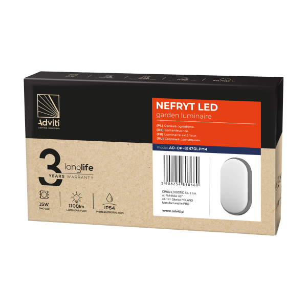 NEFRYT LED 15W, oprawa ogrodowa, 1100lm, IP54,...