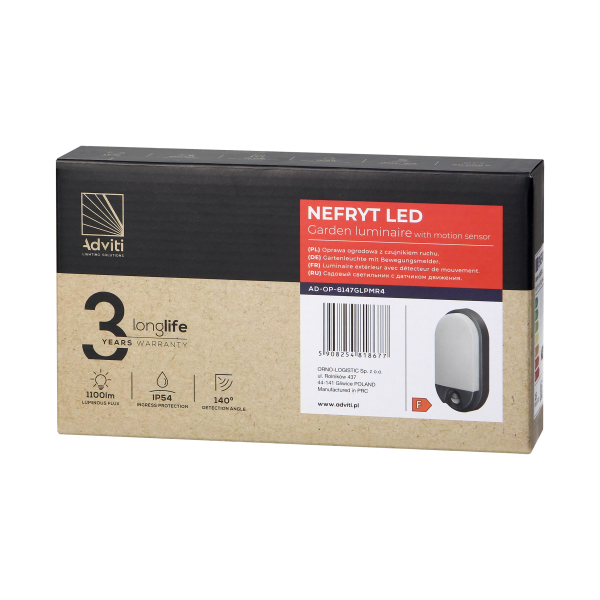 NEFRYT LED 15W, oprawa ogrodowa z czujnikiem...