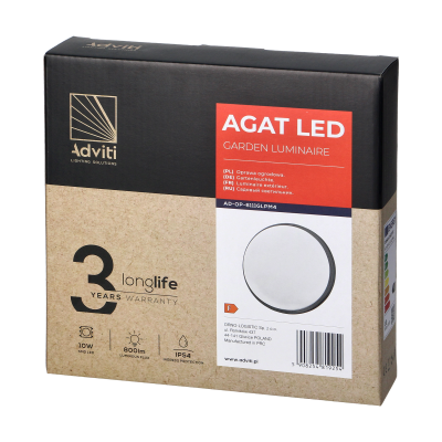 AGAT LED 10W, oprawa ogrodowa, 800lm, IP54, 4000K, szara
