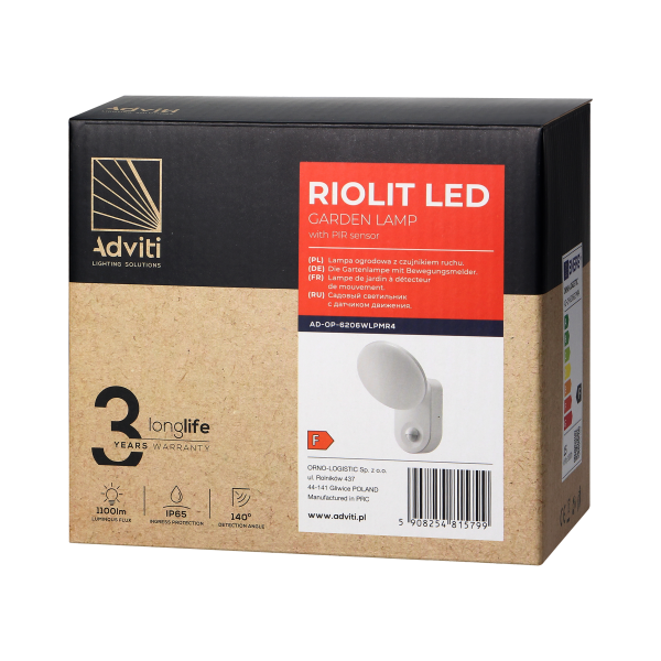 RIOLIT LED 15W, oprawa ogrodowa z czujnikiem...