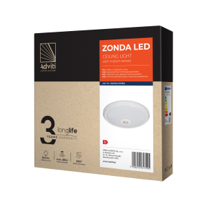 ZONDA LED 12W, plafon z czujnikiem ruchu, 800lm, IP20,... 2