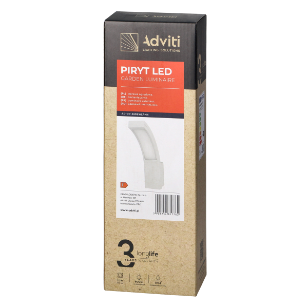 PIRYT LED 10W, oprawa ogrodowa 800lm, IP54,...