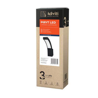 PIRYT LED 10W, oprawa ogrodowa 800lm, IP54, 4000K, czarna