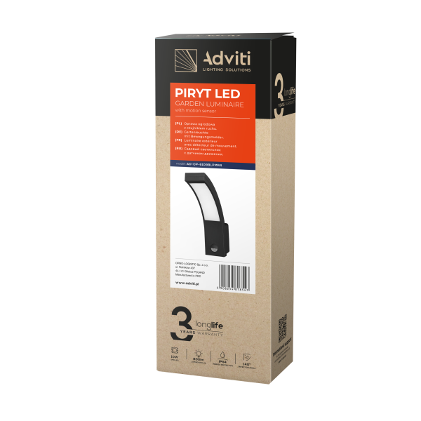 PIRYT LED 10W, garden luminaire with motion...