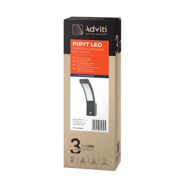 PIRYT LED 10W, garden luminaire with motion...