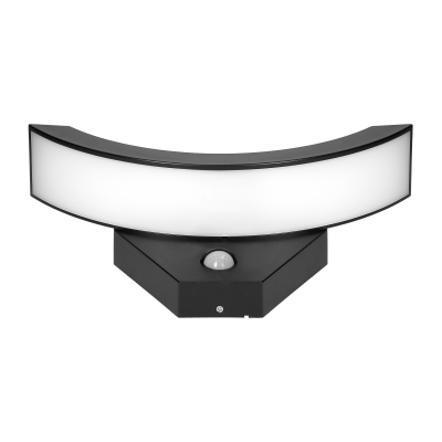 SPINEL LED 10W garden luminaire with PIR motion sensor, 140°, 800lm, IP54, 4000K, IK10, black