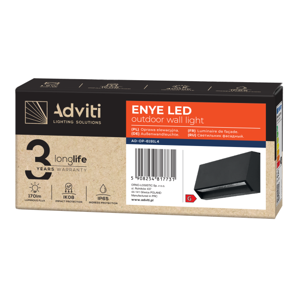 ENYE LED 3W, oprawa elewacyjna, 170lm, IP65,...