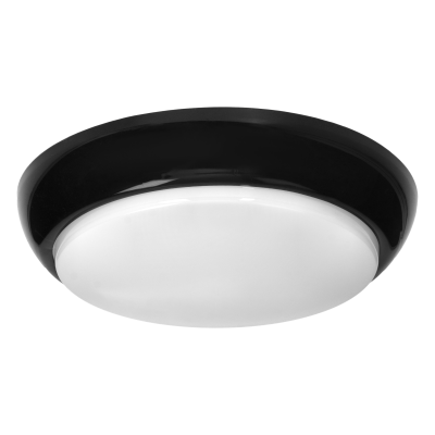 KOKO LED luminaire with microwave motion sensor, 12W, 3000K, 1100lm, black-polypropylene, matt PC diffuser, IP44, IK10