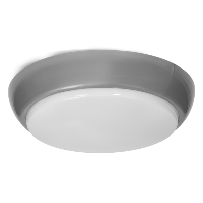KOKO LED luminaire with microwave motion sensor, 12W, 3000K, 1100lm, silver-polypropylene, matt PC diffuser, IP44, IK10