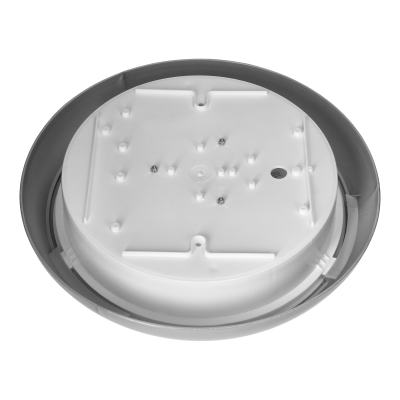 KOKO LED luminaire with microwave motion sensor, 12W, 3000K, 1100lm, silver-polypropylene, matt PC diffuser, IP44, IK10