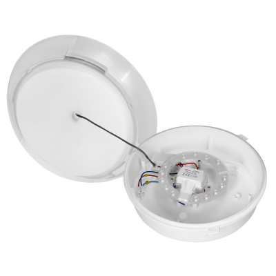 KOKO LED luminaire with PIR motion sensor, 12W, 3000K, 1100lm, white-polypropylene, matt PC diffuser, IP44, IK10