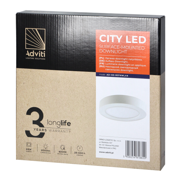 CITY LED 24W downlight, surface-mounted, round,...