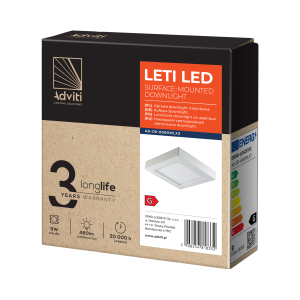 LETI LED 9W, oprawa downlight, natynkowa, kwadratowa,... 2