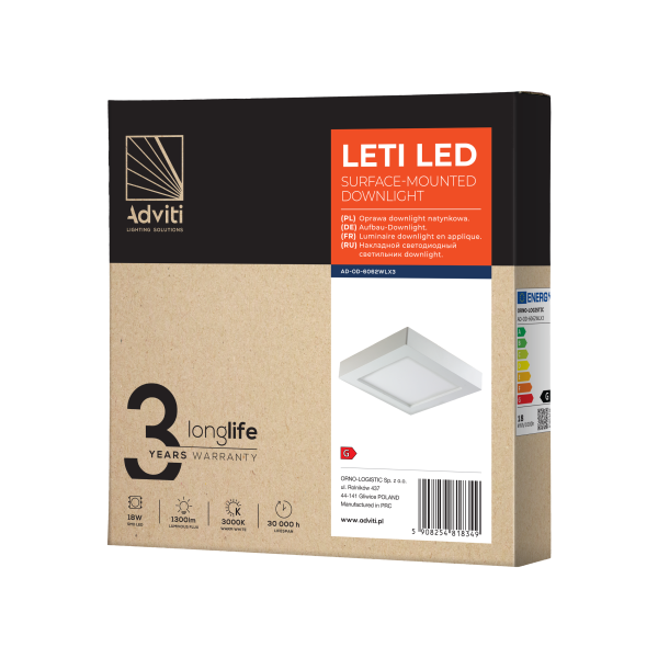LETI LED 18W, oprawa downlight, natynkowa,...