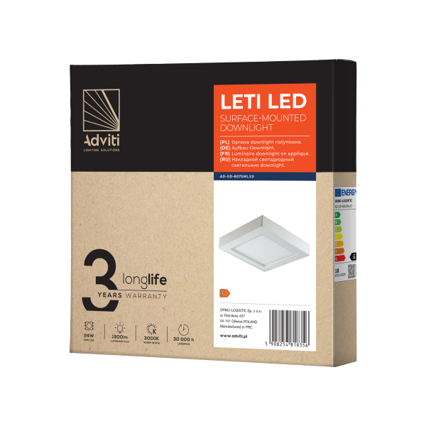 LETI LED 24W downlight, surface mounted,...