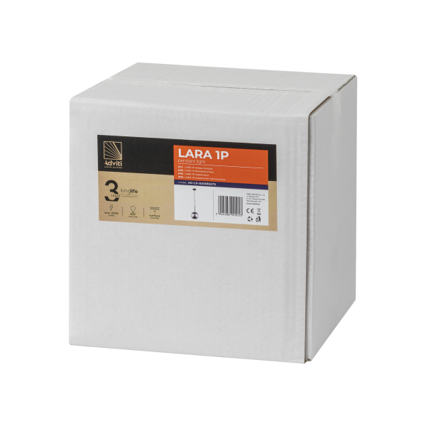 LARA 1P, lampa wisząca, E27  max. 60W, czarna