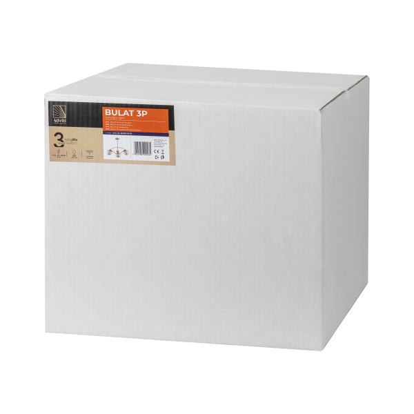 BULAT 3P, lampa wisząca, E14 max. 3x40W, złota