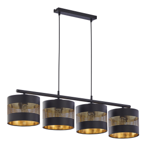 ALESSIO 4P, lampa wisząca, E27  max.60W, czarno-złota