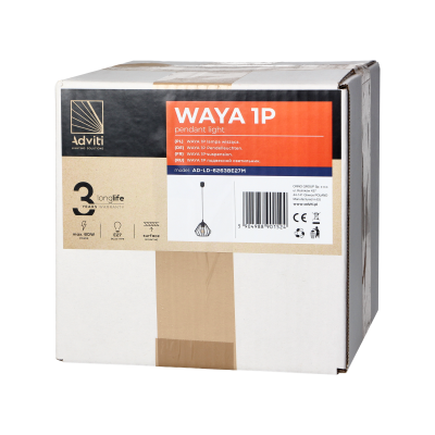 WAYA lampa wisząca, moc max. 1x60W, E27, czarna